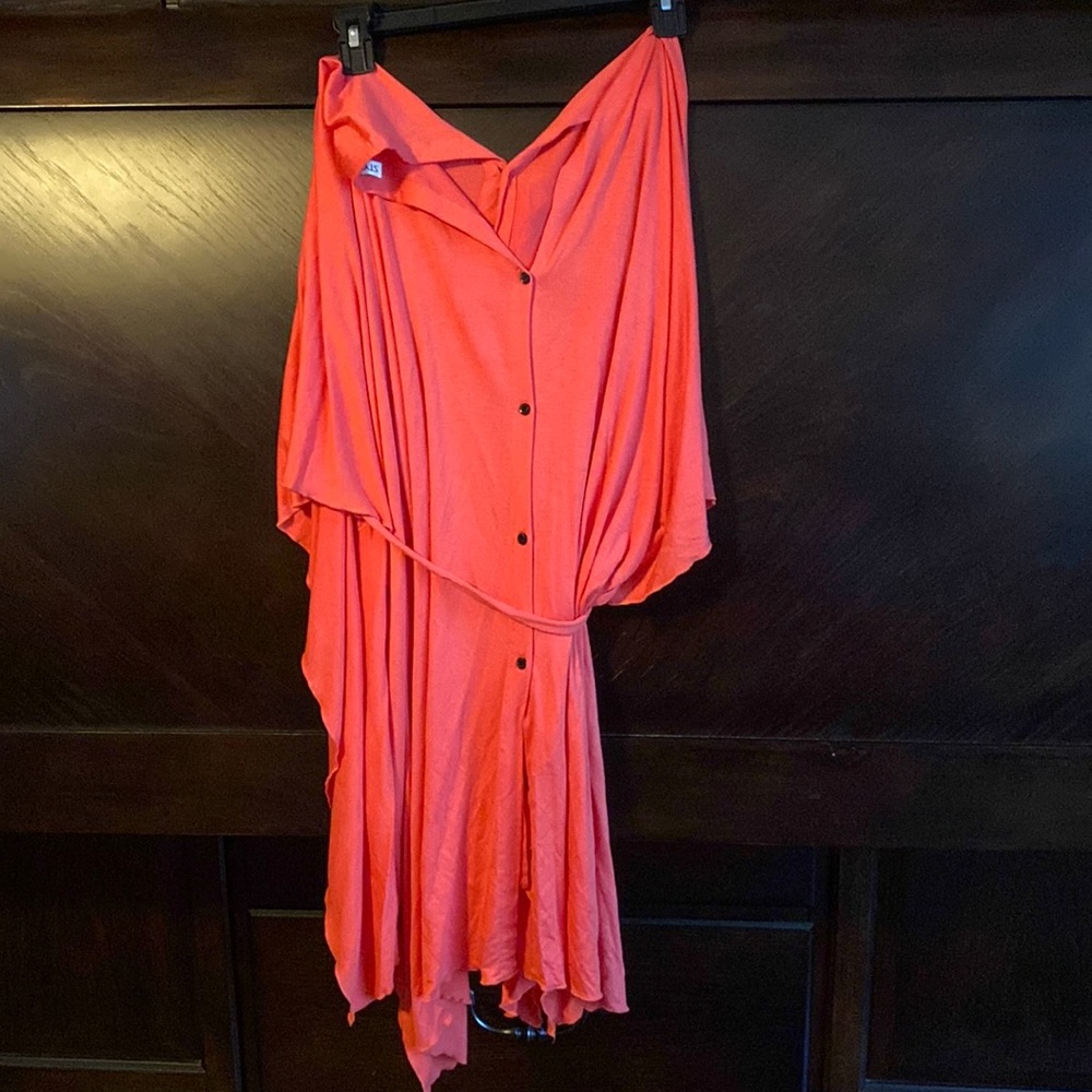 Peach one size open sided button up front and back with waistline tie